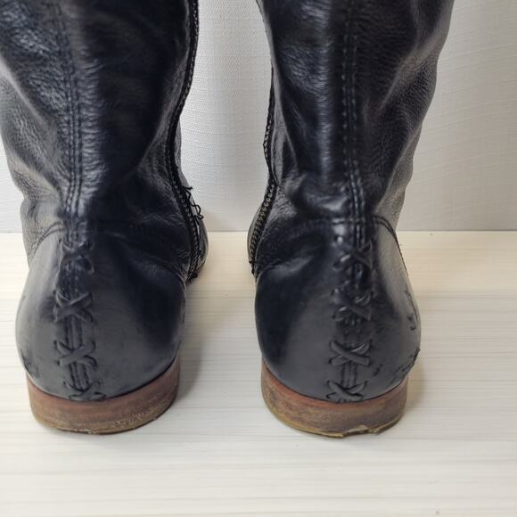 Frye Black Flat Jillian Pull On Tall Boot with Lace Detail, 7M - Picture 4 of 11